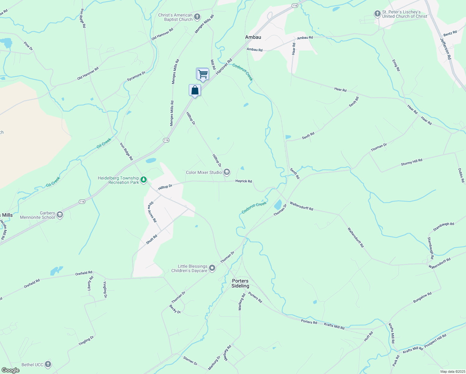 map of restaurants, bars, coffee shops, grocery stores, and more near 6084 Hayrick Road in Spring Grove