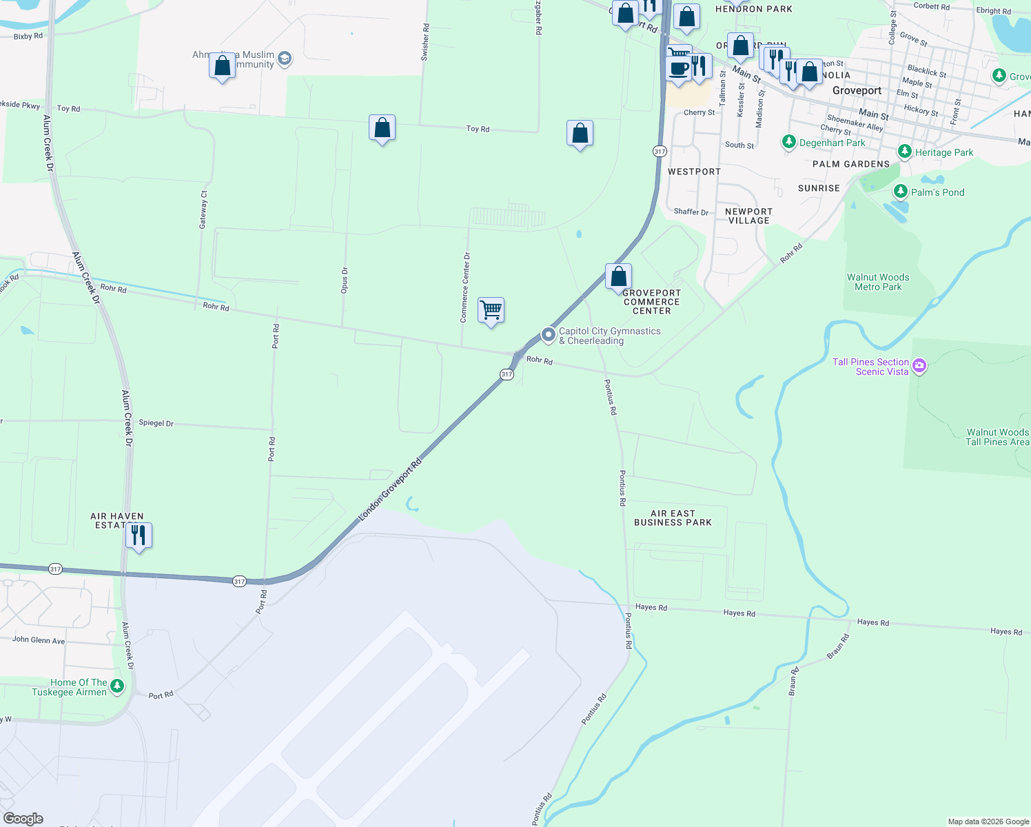 map of restaurants, bars, coffee shops, grocery stores, and more near 3461 Rohr Rd in Groveport