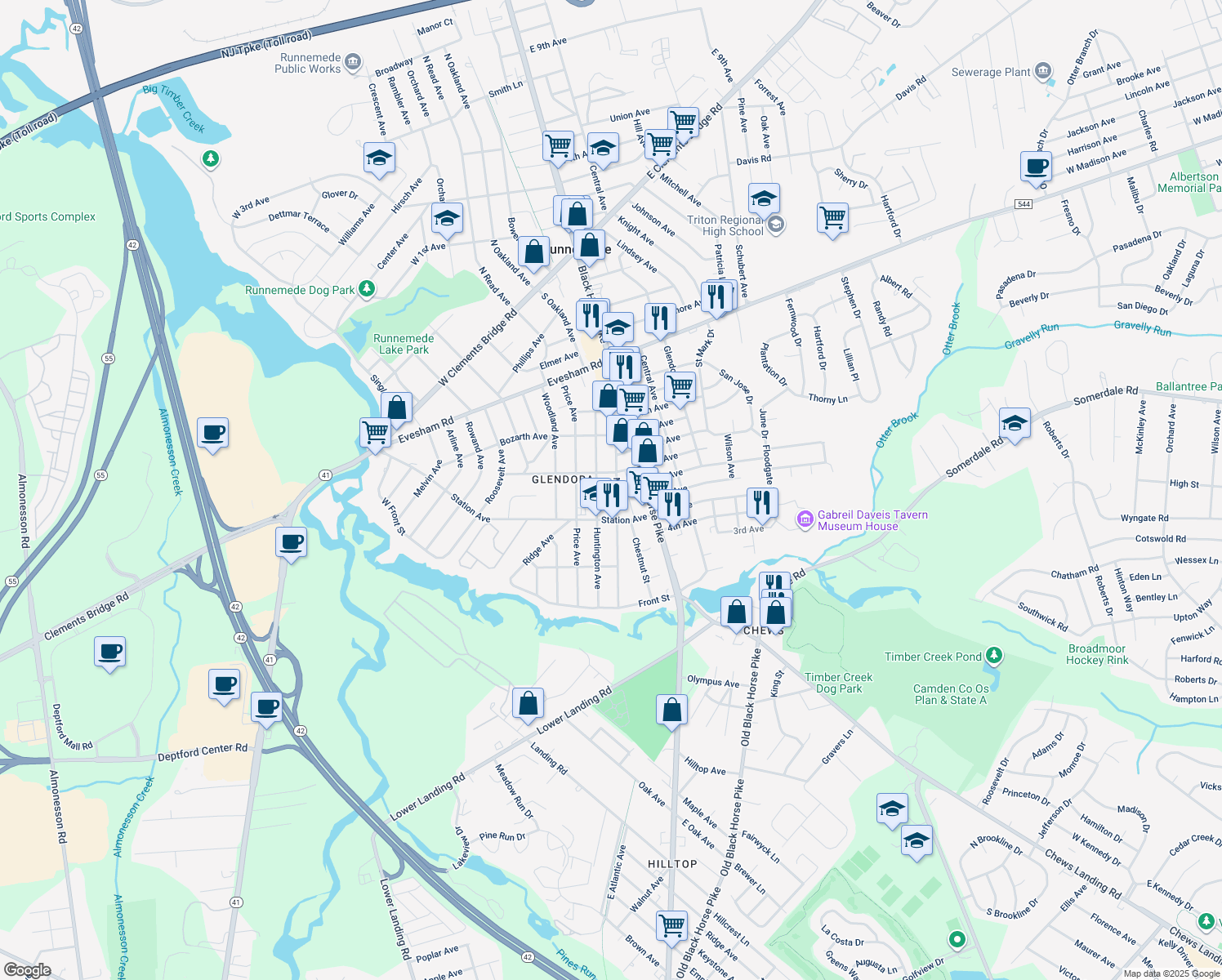 map of restaurants, bars, coffee shops, grocery stores, and more near 535 Main Street in Glendora