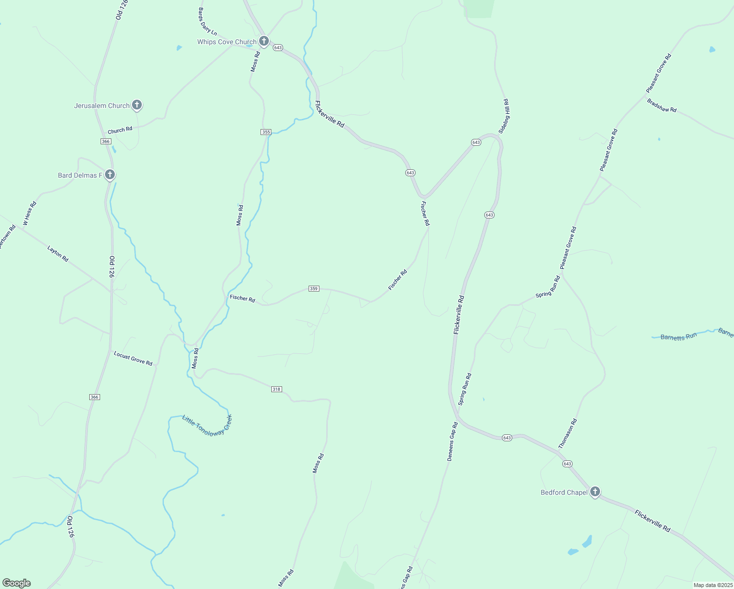 map of restaurants, bars, coffee shops, grocery stores, and more near 785 Fischer Road in Warfordsburg