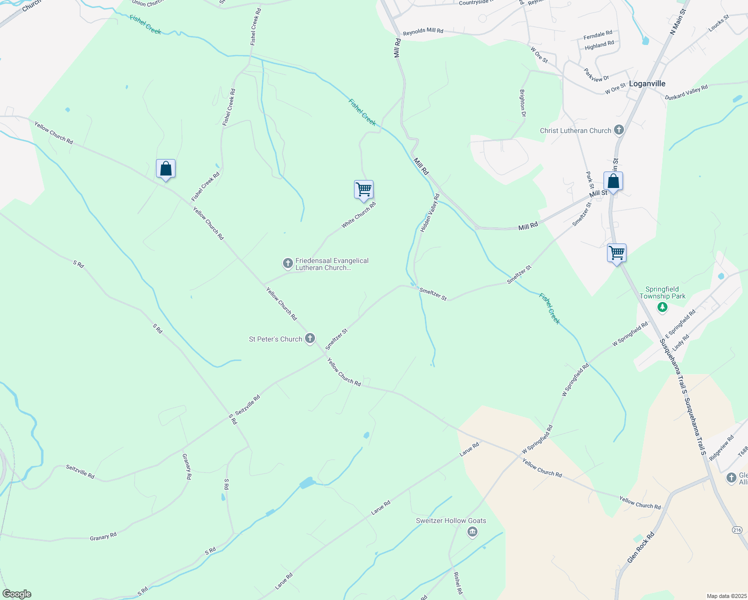 map of restaurants, bars, coffee shops, grocery stores, and more near 1352 Smeltzer Road in Seven Valleys