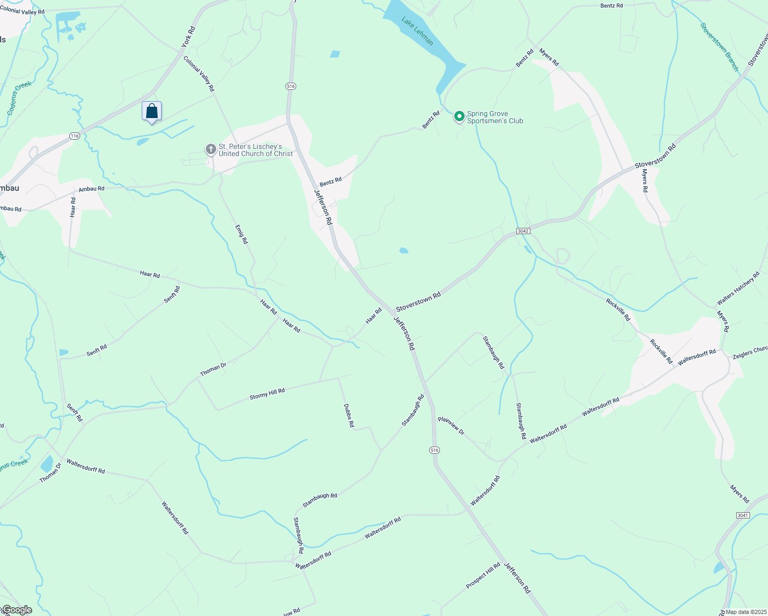 map of restaurants, bars, coffee shops, grocery stores, and more near 1756 Jefferson Road in Spring Grove