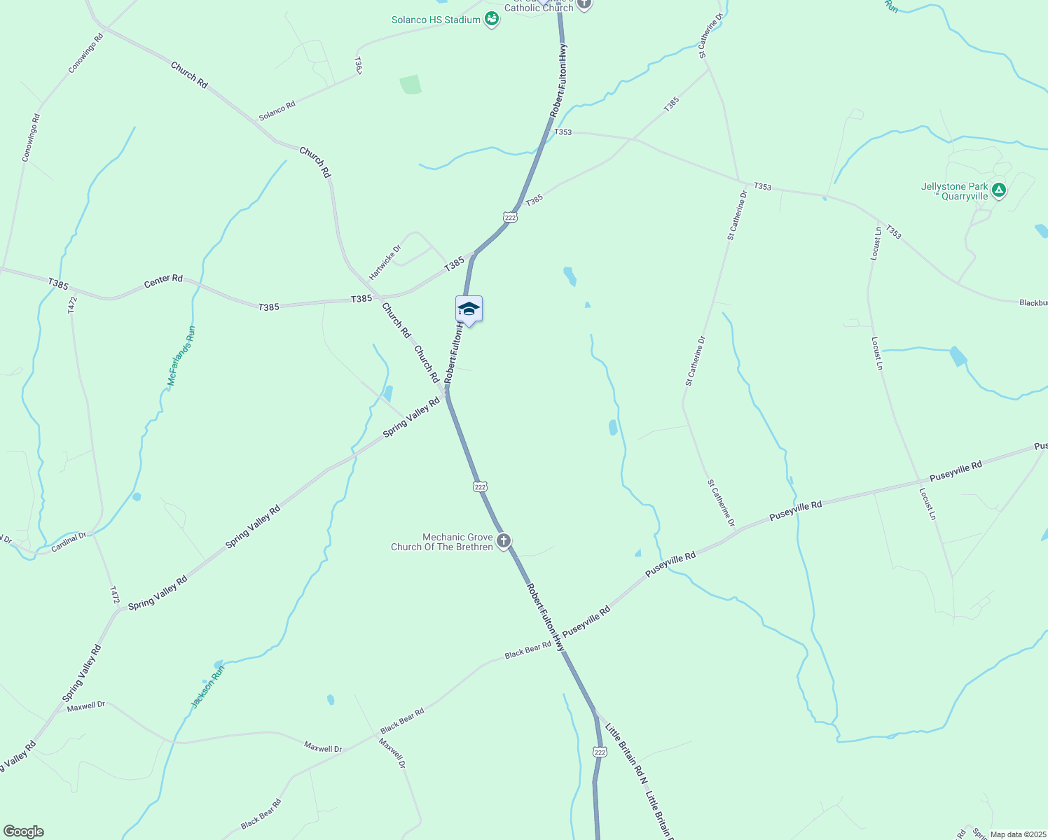 map of restaurants, bars, coffee shops, grocery stores, and more near 1331 Robert Fulton Highway in Quarryville