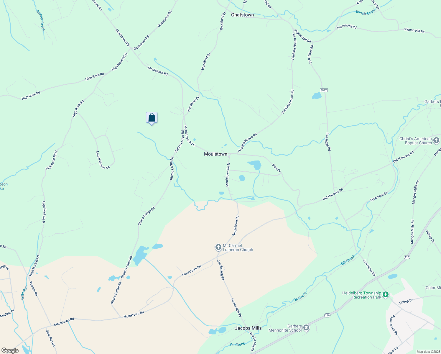 map of restaurants, bars, coffee shops, grocery stores, and more near 1320 Moulstown Road North in Hanover