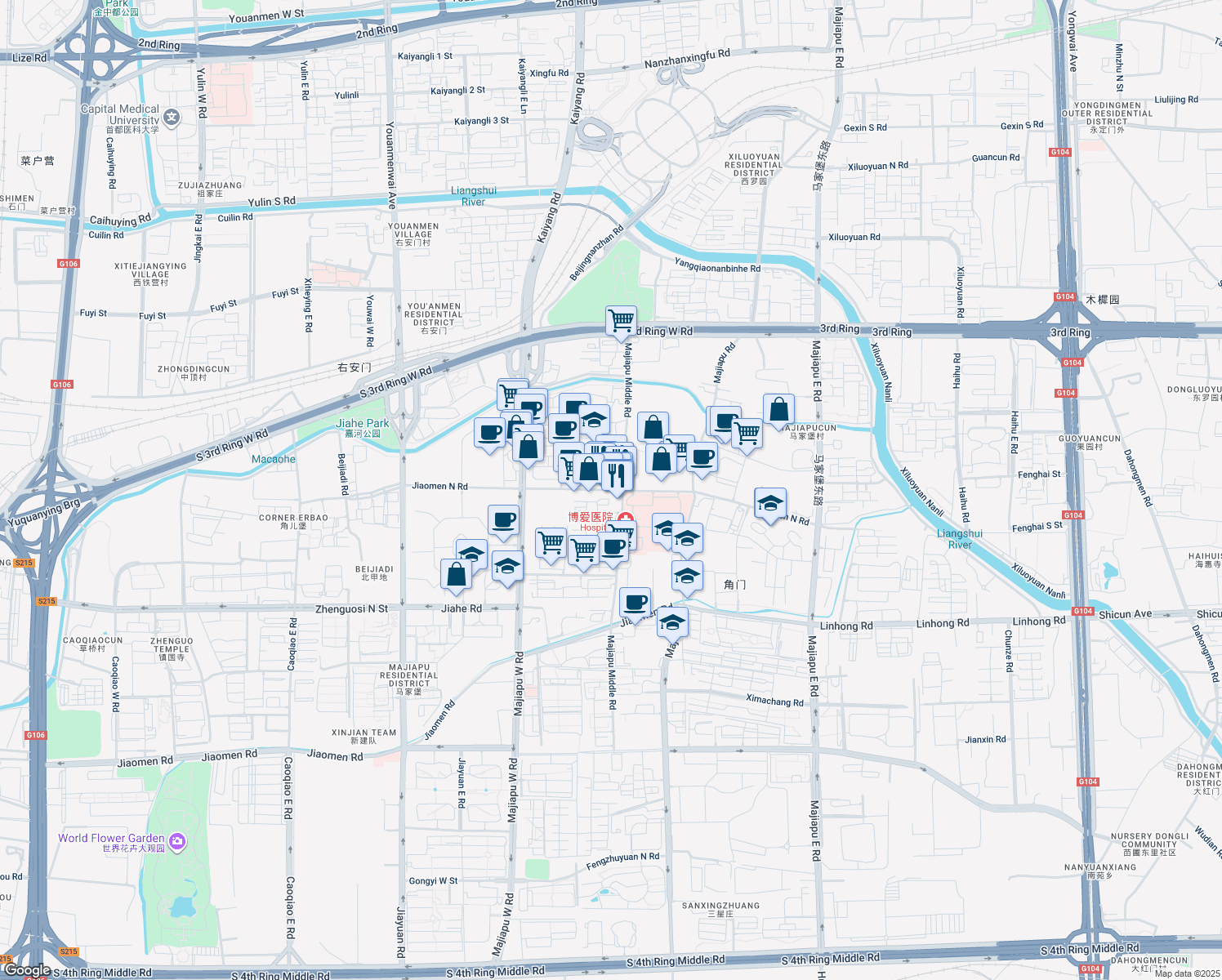 map of restaurants, bars, coffee shops, grocery stores, and more near in 