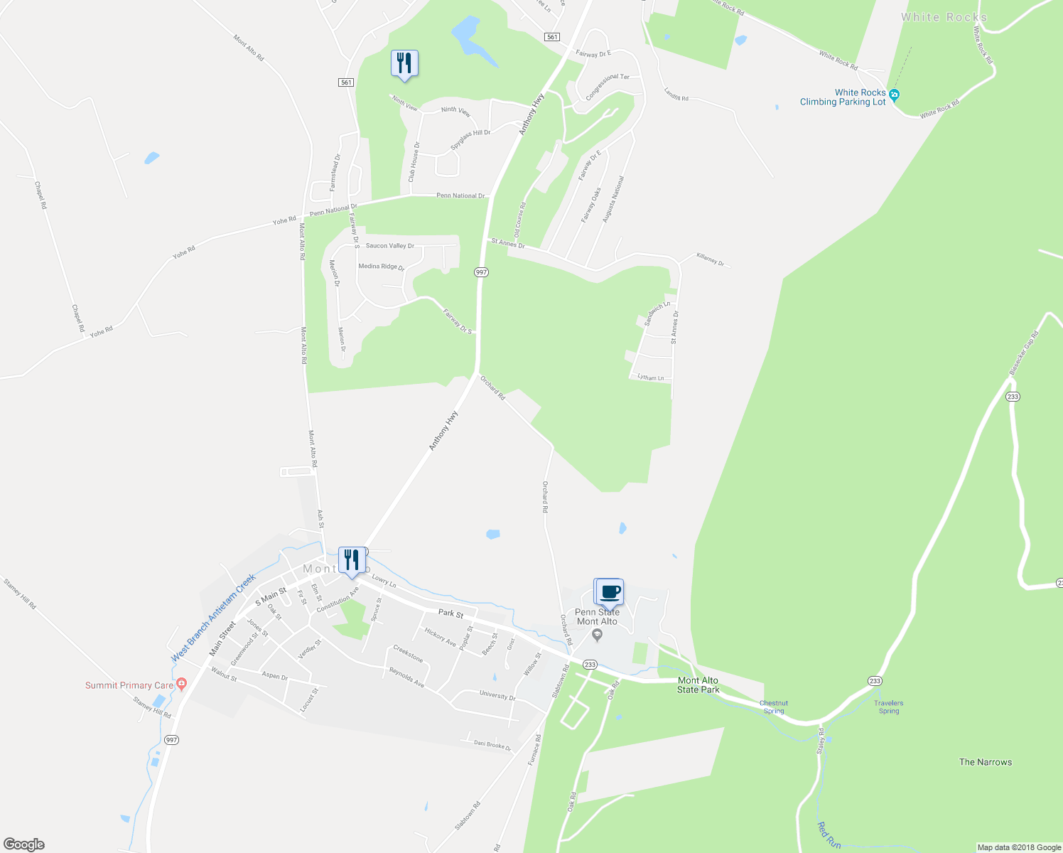 map of restaurants, bars, coffee shops, grocery stores, and more near 4878 Orchard Road in Fayetteville