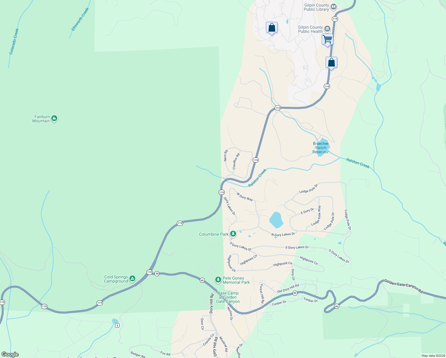 map of restaurants, bars, coffee shops, grocery stores, and more near 9 Caesar Road in Black Hawk