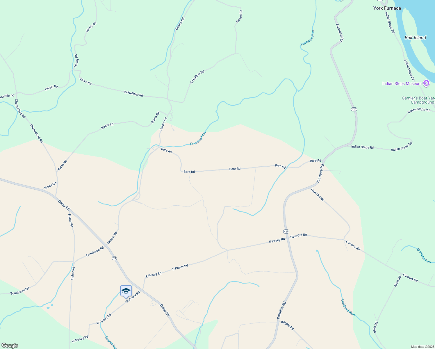 map of restaurants, bars, coffee shops, grocery stores, and more near 217 Bare Road in Airville