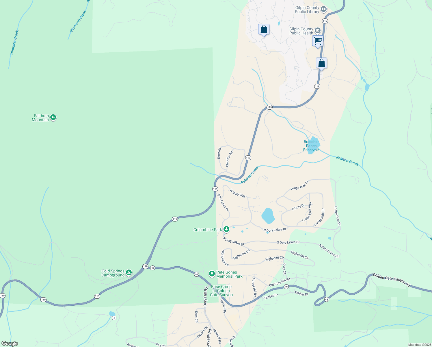 map of restaurants, bars, coffee shops, grocery stores, and more near 9 Caesar Road in Black Hawk