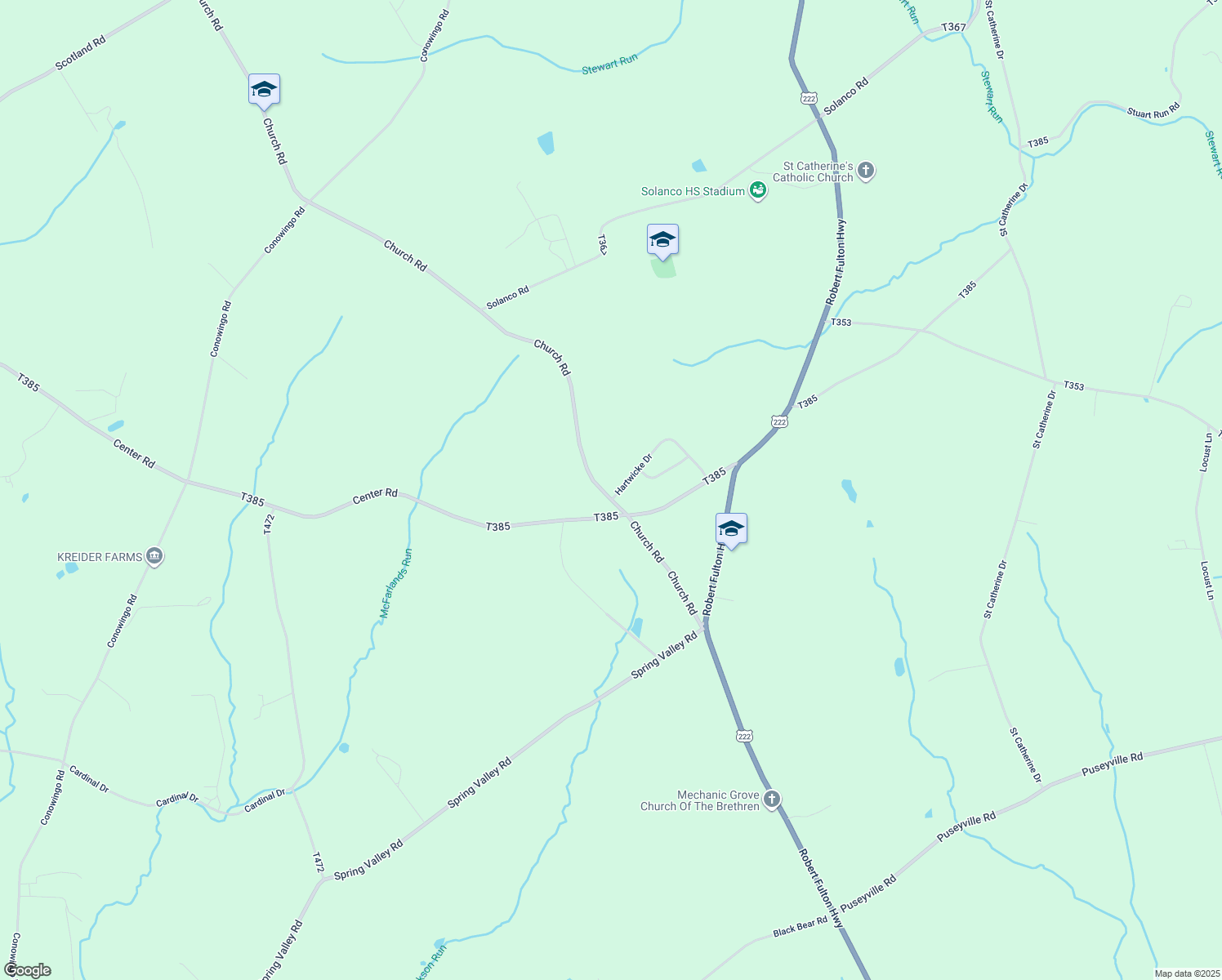 map of restaurants, bars, coffee shops, grocery stores, and more near 4 Hartwicke Drive in Quarryville