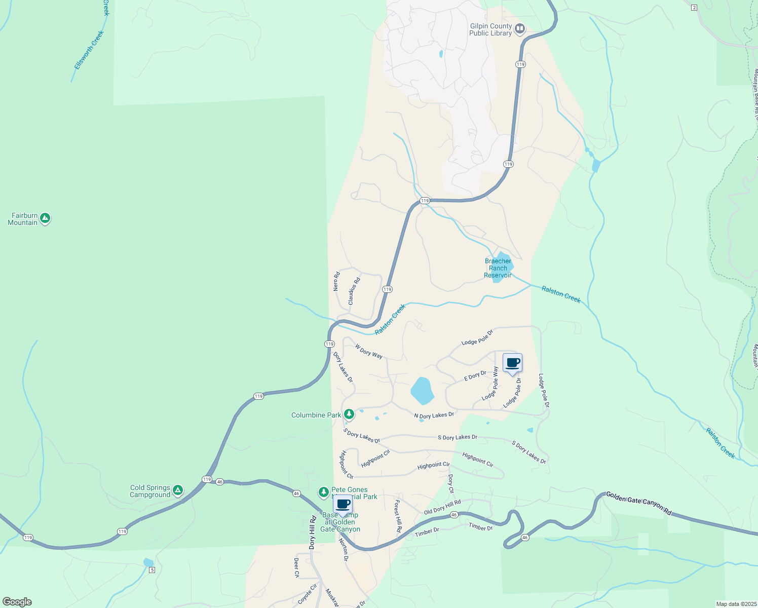 map of restaurants, bars, coffee shops, grocery stores, and more near 276 Caesar Road in Black Hawk