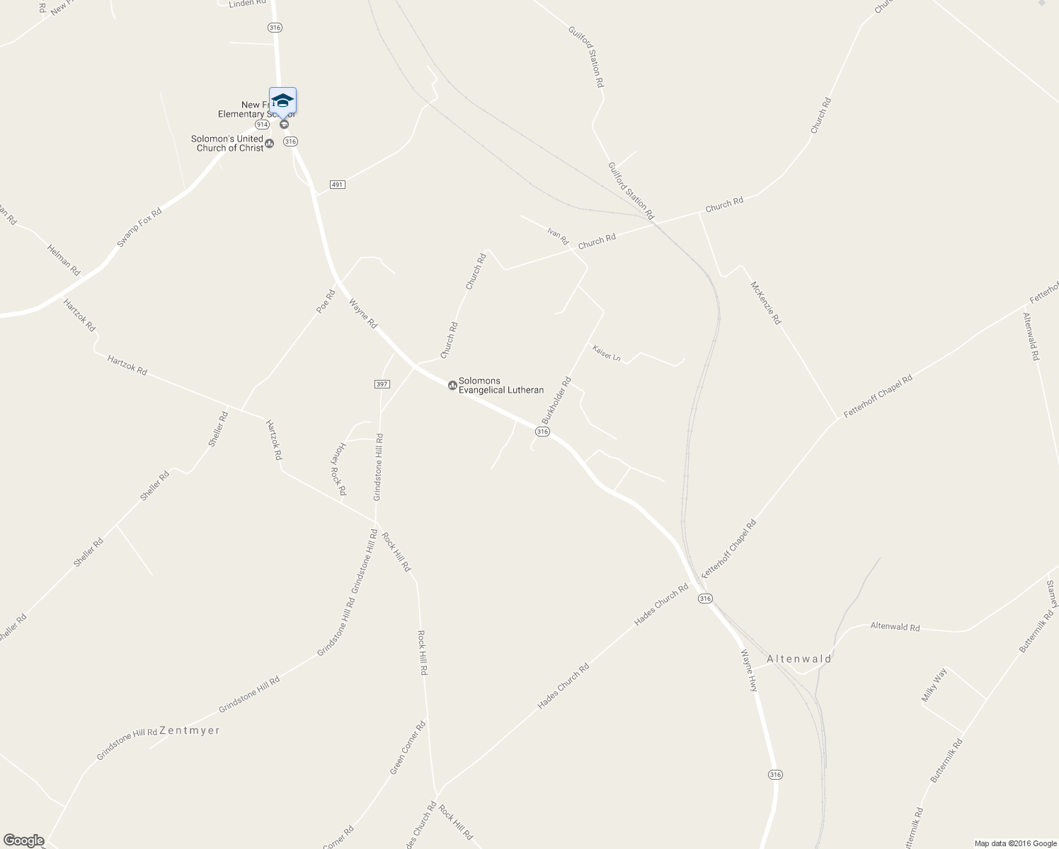 map of restaurants, bars, coffee shops, grocery stores, and more near 5042 Wayne Road in Chambersburg