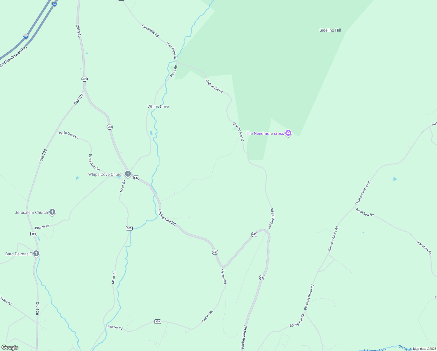 map of restaurants, bars, coffee shops, grocery stores, and more near 525 Windy Hill Lane in Warfordsburg