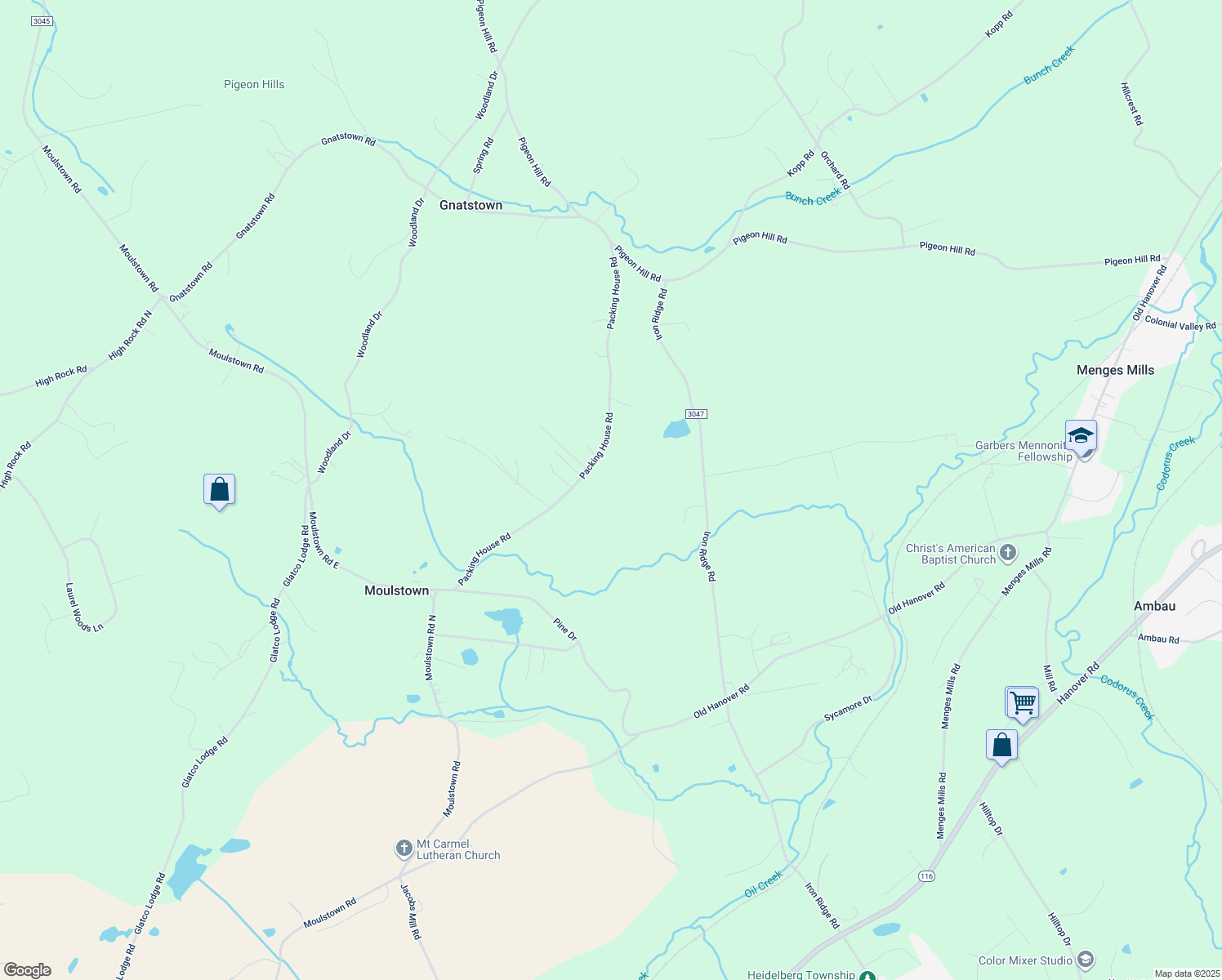 map of restaurants, bars, coffee shops, grocery stores, and more near 529 Packing House Road in Hanover