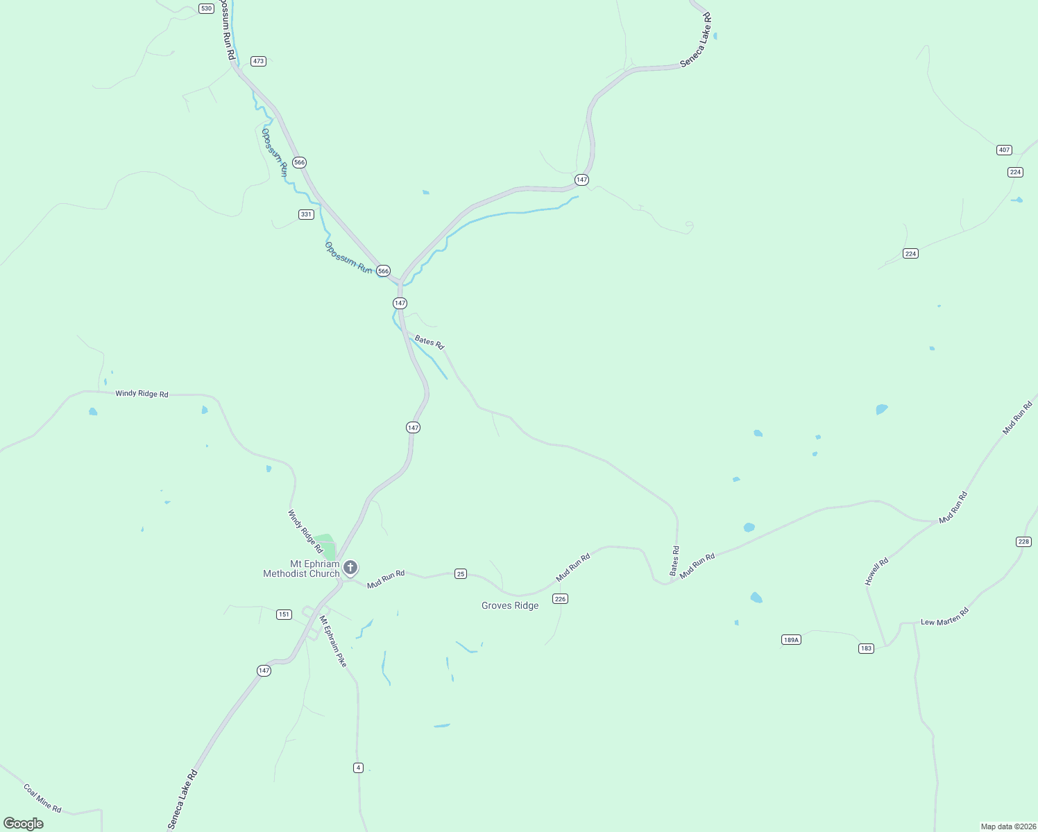 map of restaurants, bars, coffee shops, grocery stores, and more near 23120 Bates Road in Sarahsville