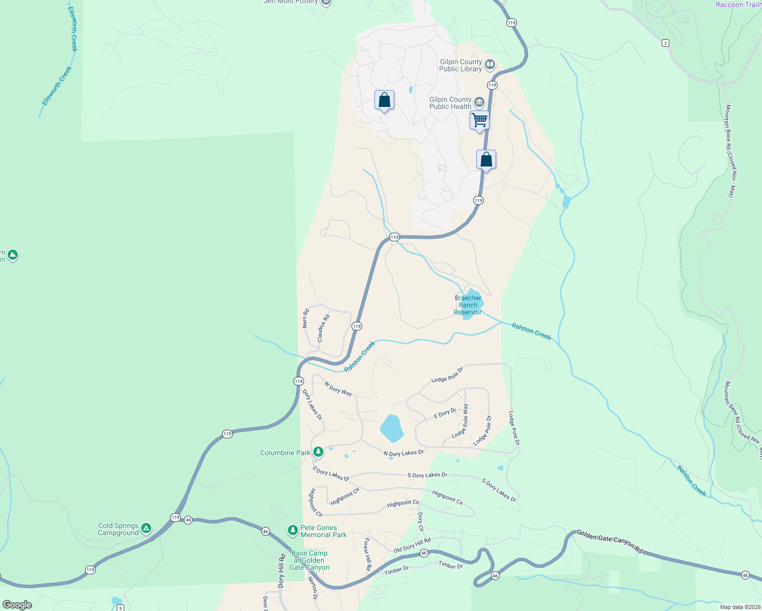 map of restaurants, bars, coffee shops, grocery stores, and more near Unnamed Road in Black Hawk