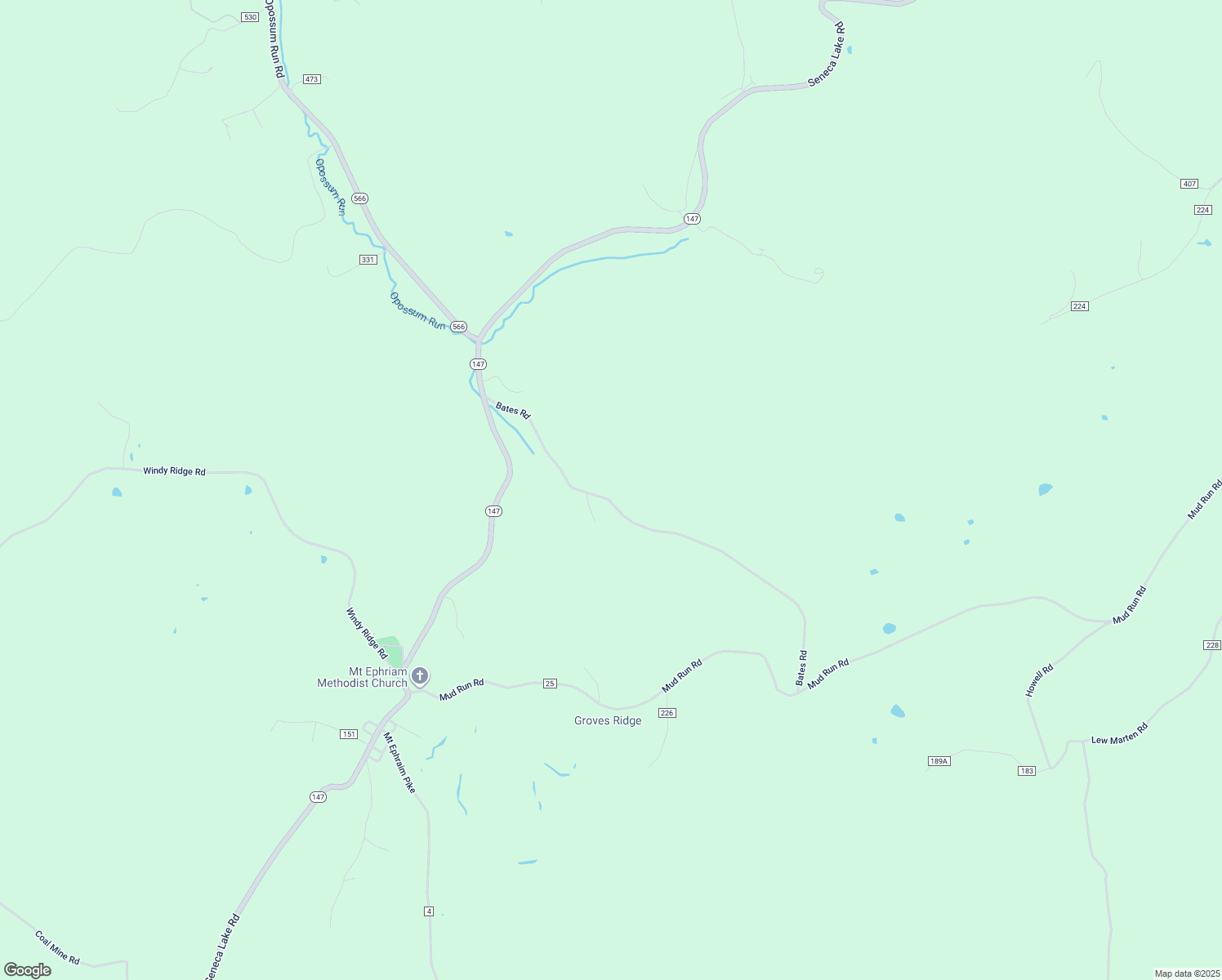 map of restaurants, bars, coffee shops, grocery stores, and more near 23120 Bates Road in Sarahsville