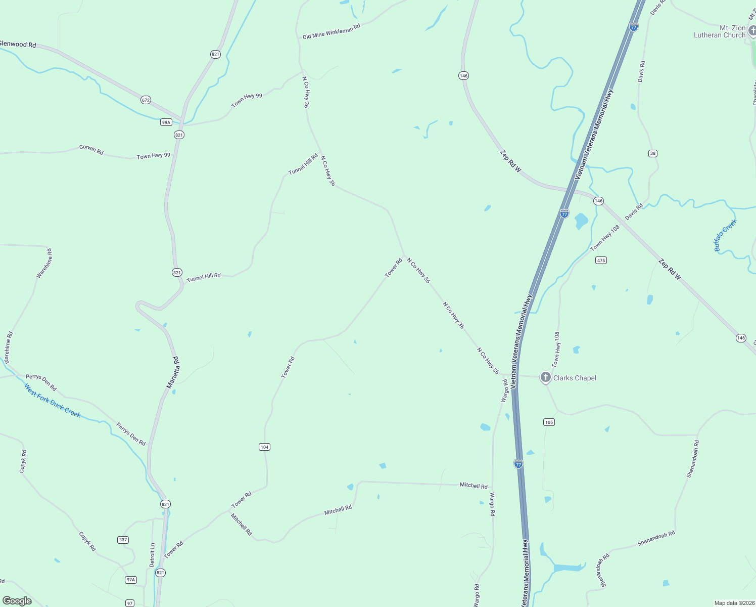 map of restaurants, bars, coffee shops, grocery stores, and more near 52450 Tower Road in Cumberland