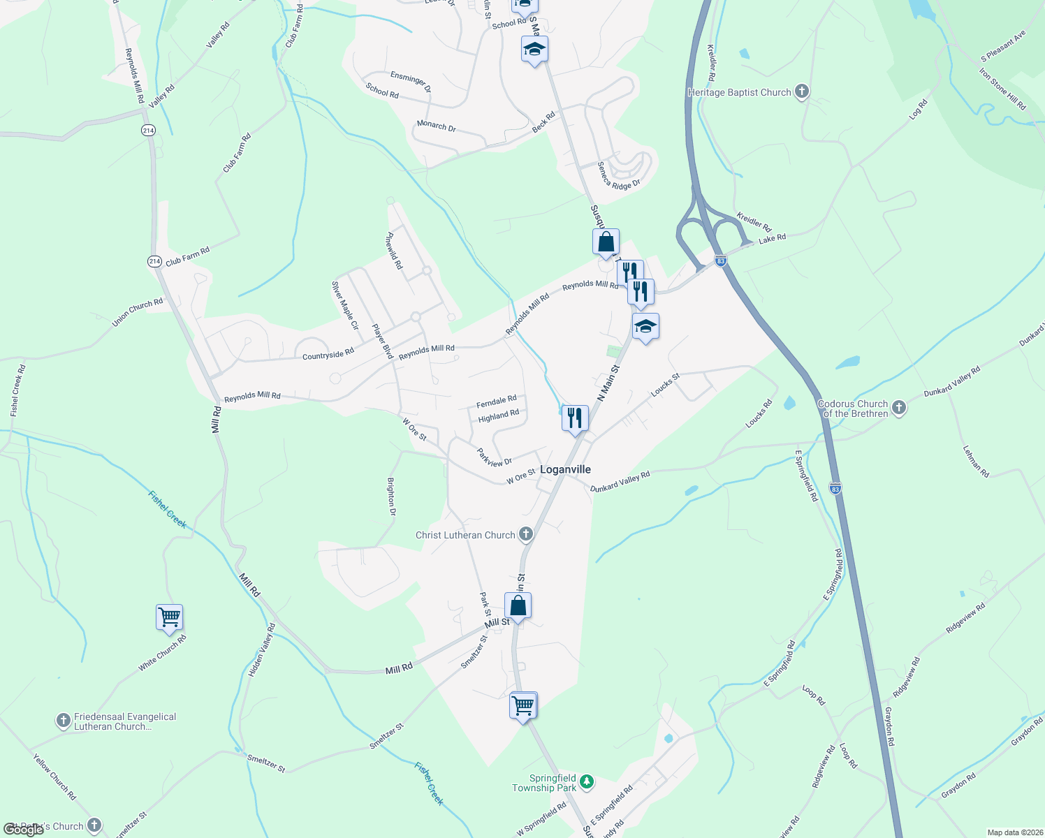 map of restaurants, bars, coffee shops, grocery stores, and more near 22 Rockdale Dr in Seven Valleys