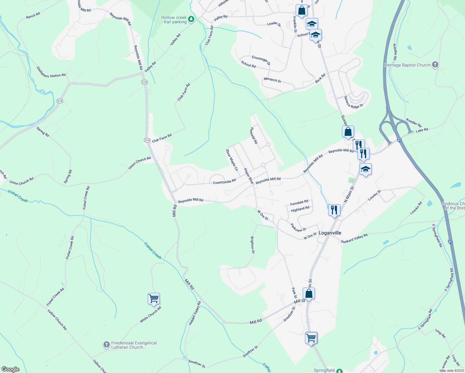 map of restaurants, bars, coffee shops, grocery stores, and more near 770 Lake Redman Court in Seven Valleys
