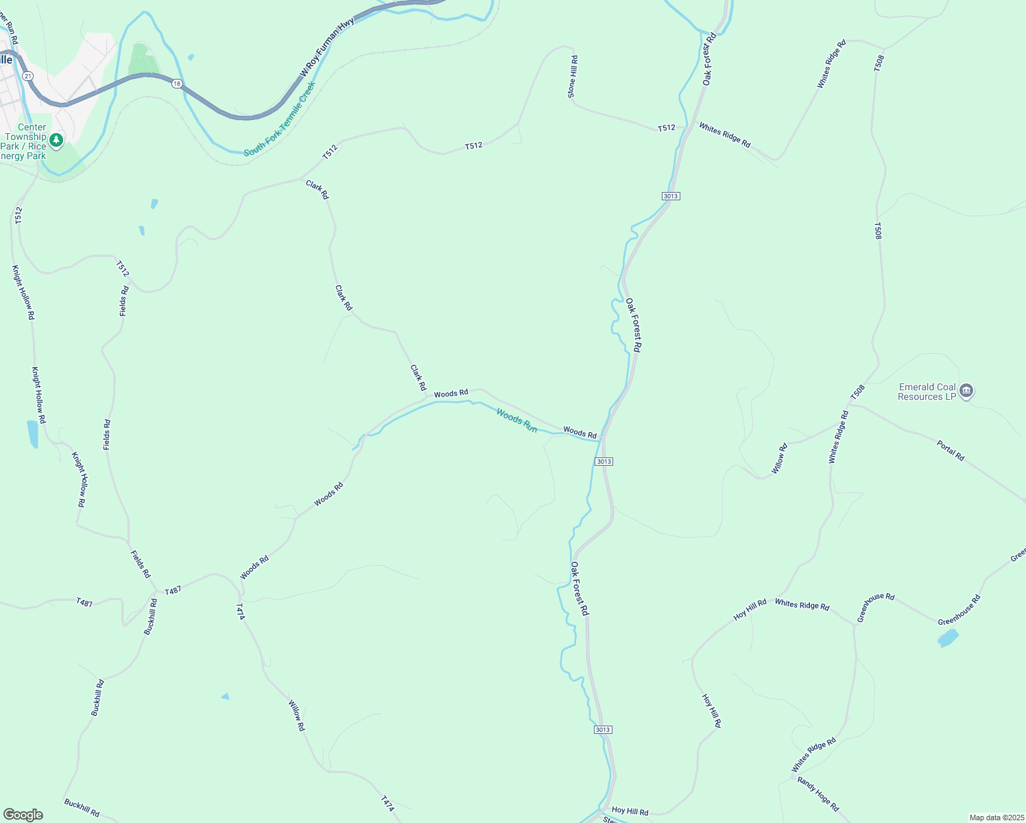 map of restaurants, bars, coffee shops, grocery stores, and more near 100-356 Woods Road in Waynesburg