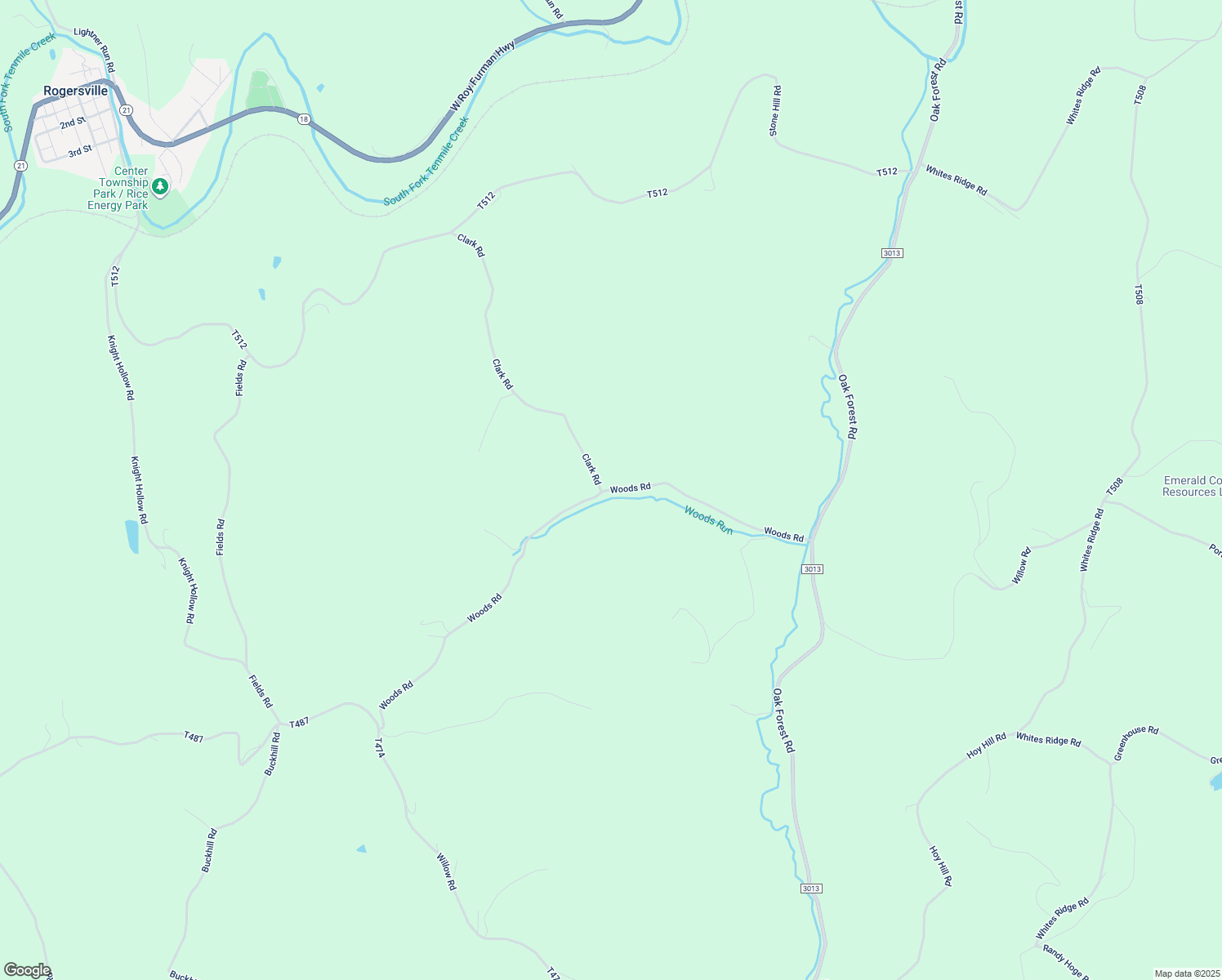map of restaurants, bars, coffee shops, grocery stores, and more near 100 Woods Road in Waynesburg