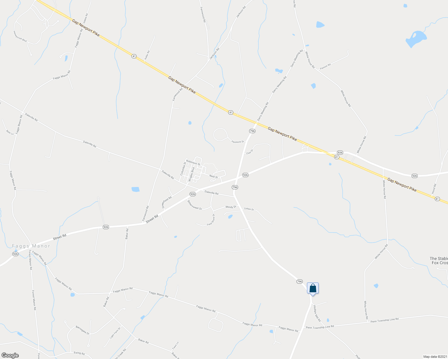 map of restaurants, bars, coffee shops, grocery stores, and more near 900 Doire Street in Cochranville