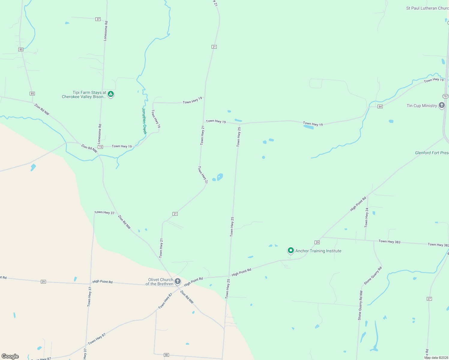 map of restaurants, bars, coffee shops, grocery stores, and more near in Glenford