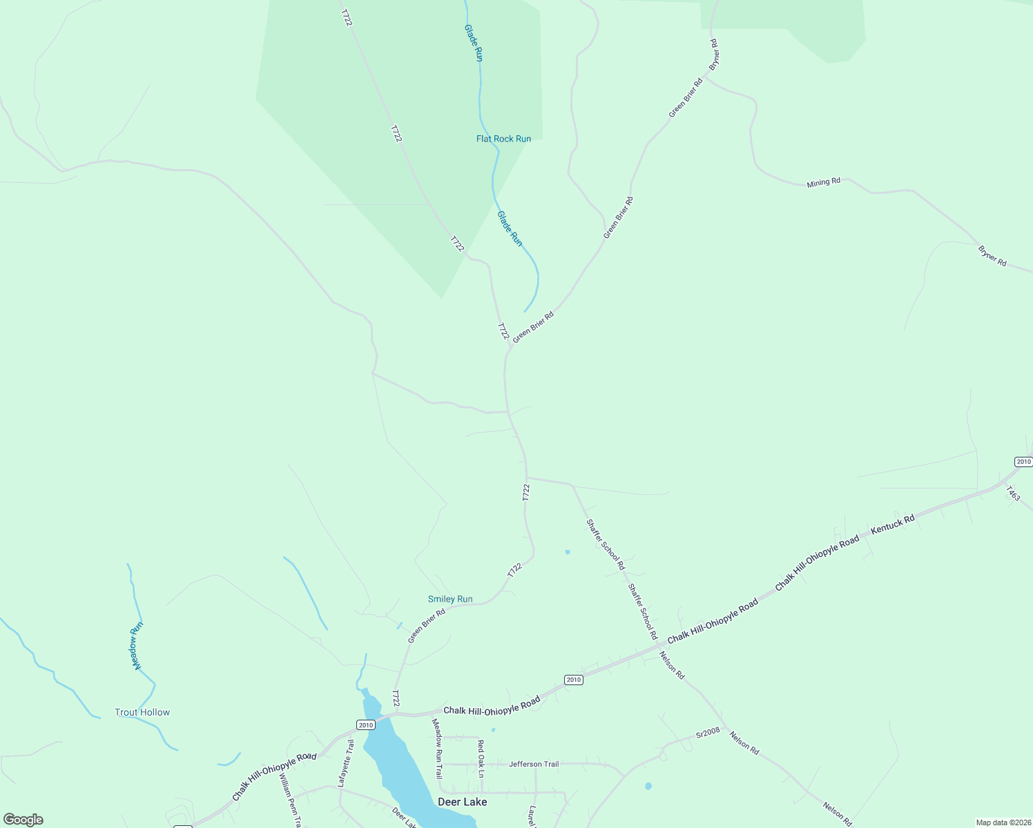 map of restaurants, bars, coffee shops, grocery stores, and more near 2248 Green Brier Road in Ohiopyle