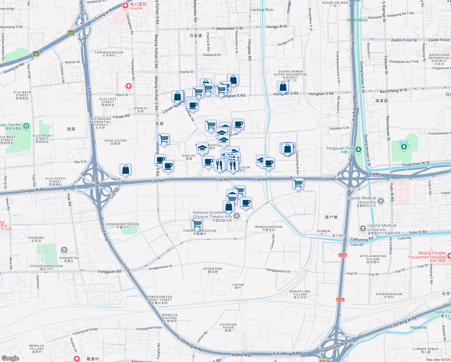 map of restaurants, bars, coffee shops, grocery stores, and more near in 