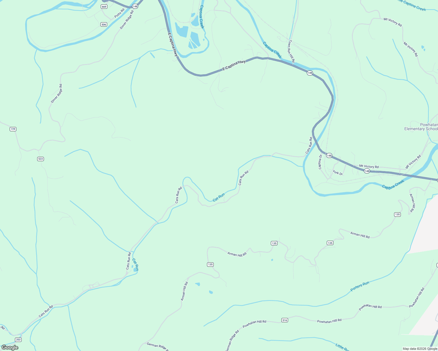 map of restaurants, bars, coffee shops, grocery stores, and more near in Powhatan Point