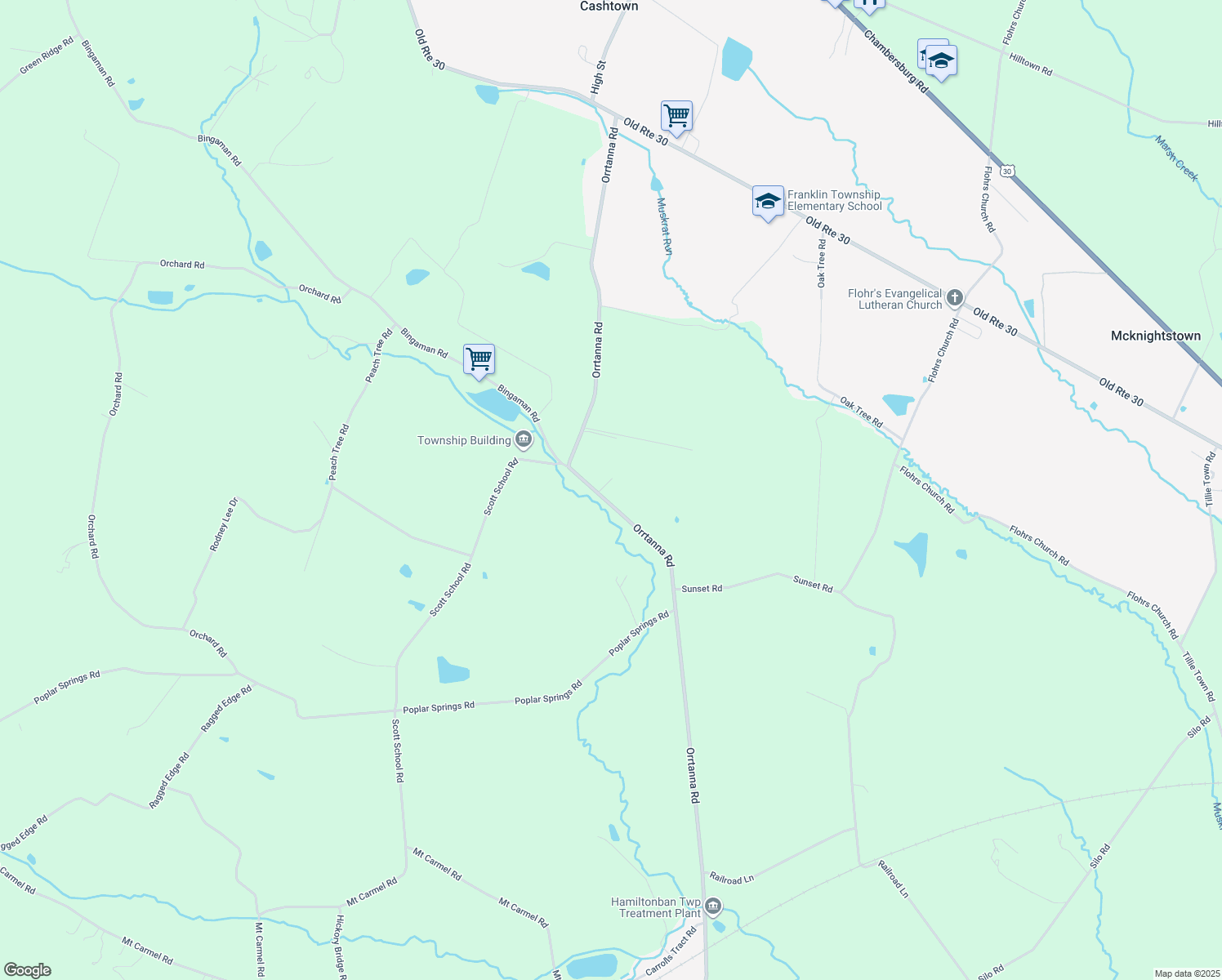 map of restaurants, bars, coffee shops, grocery stores, and more near 576 Orrtanna Road in Orrtanna