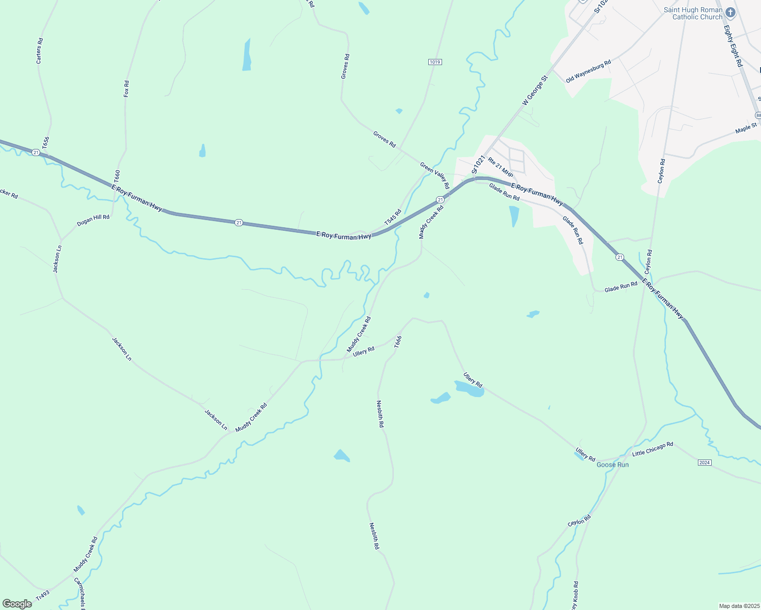 map of restaurants, bars, coffee shops, grocery stores, and more near 1366 Muddy Creek Road in Carmichaels