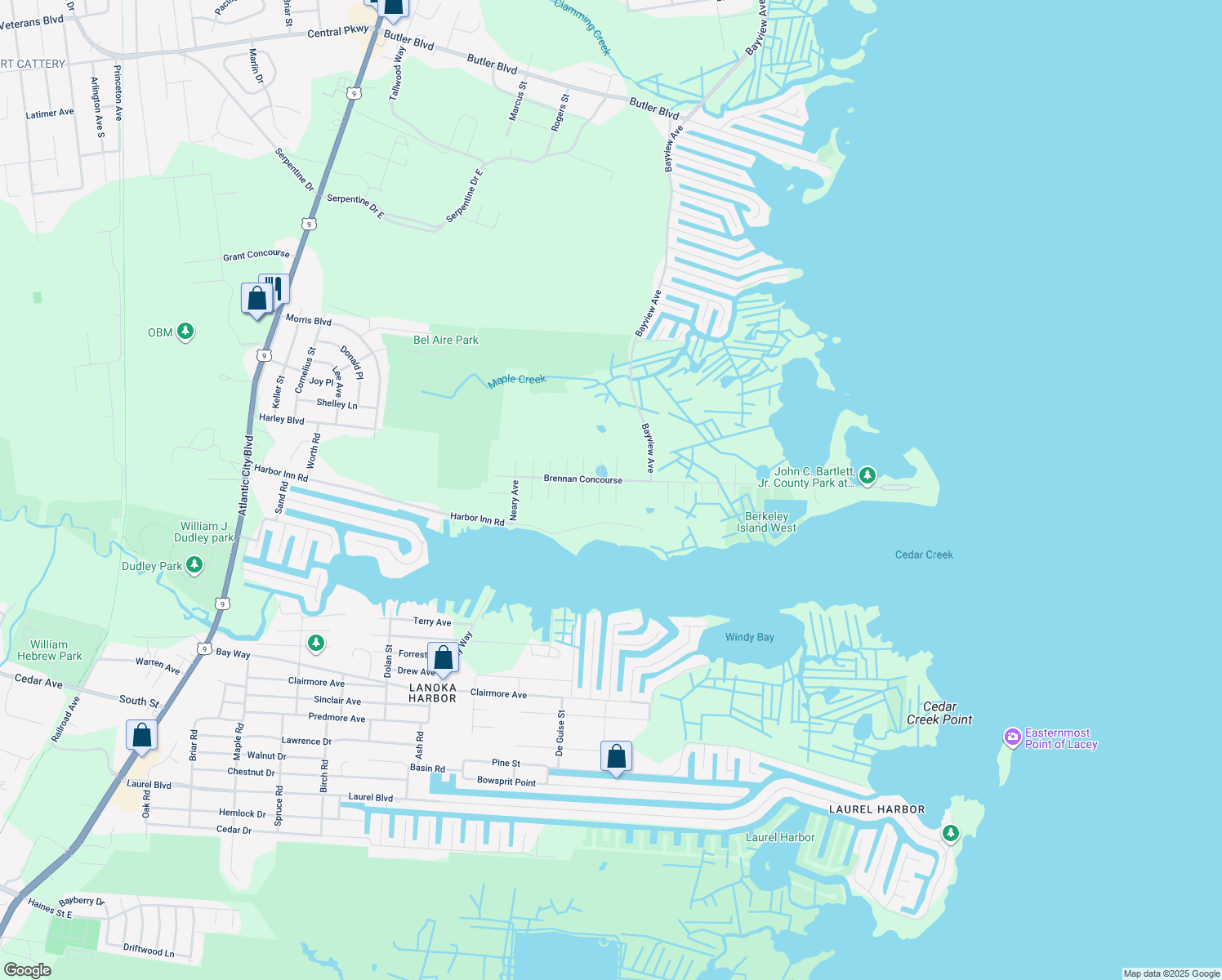 map of restaurants, bars, coffee shops, grocery stores, and more near 310 Mullarkey Ave in Berkeley Township