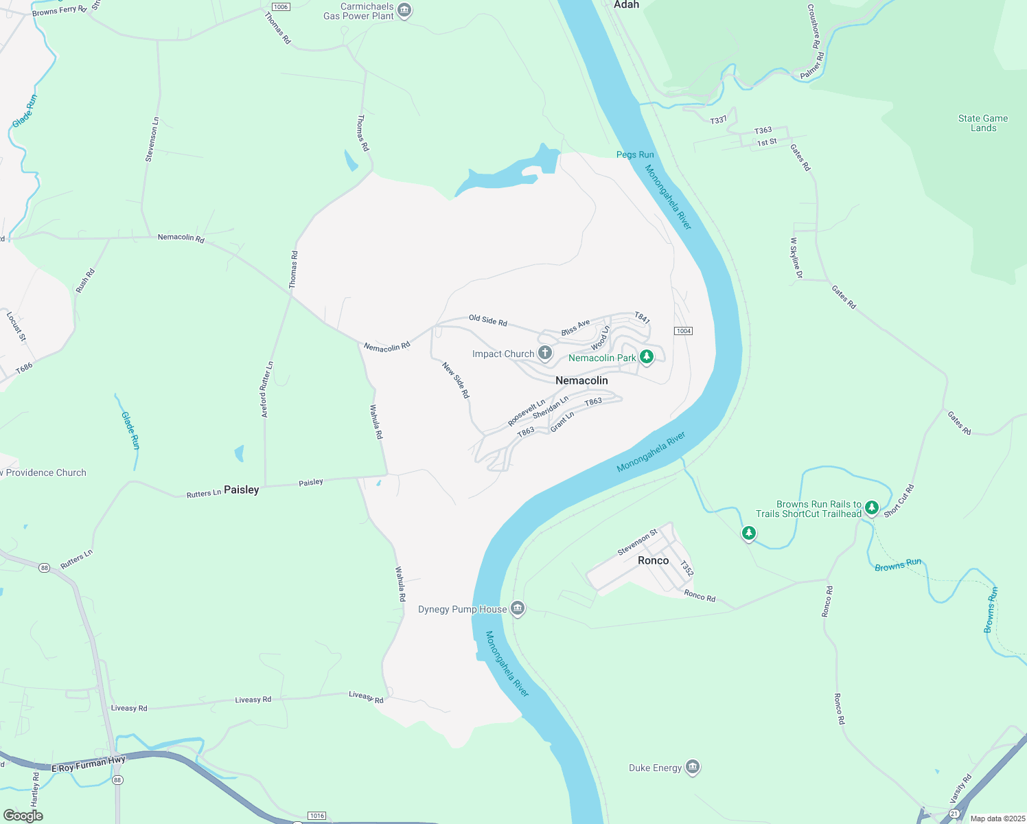 map of restaurants, bars, coffee shops, grocery stores, and more near in Nemacolin