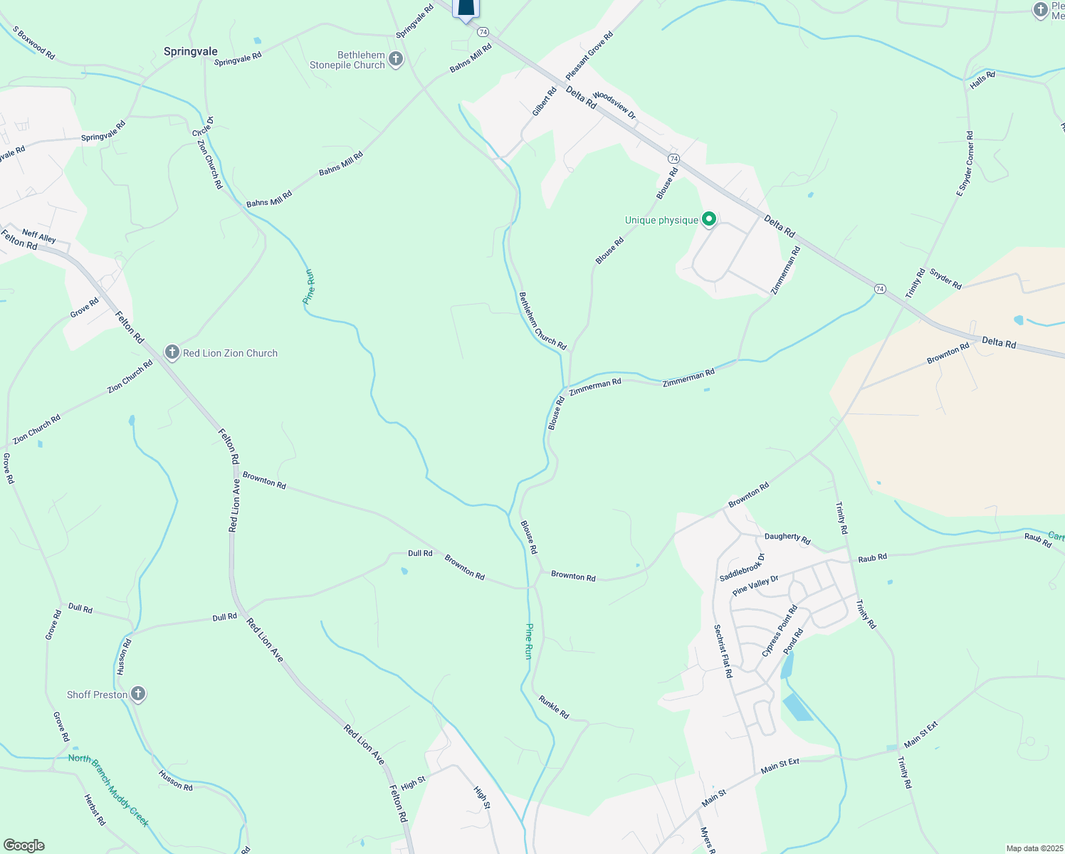 map of restaurants, bars, coffee shops, grocery stores, and more near 720 Blouse Road in Red Lion
