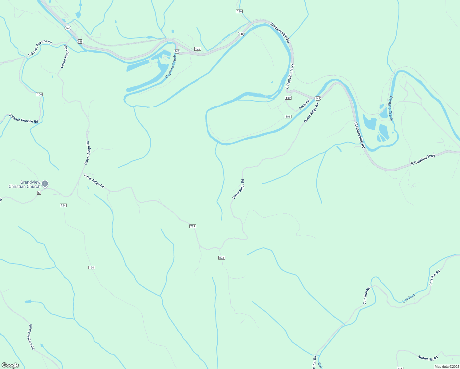 map of restaurants, bars, coffee shops, grocery stores, and more near 54711 Dover Ridge Road in Powhatan Point