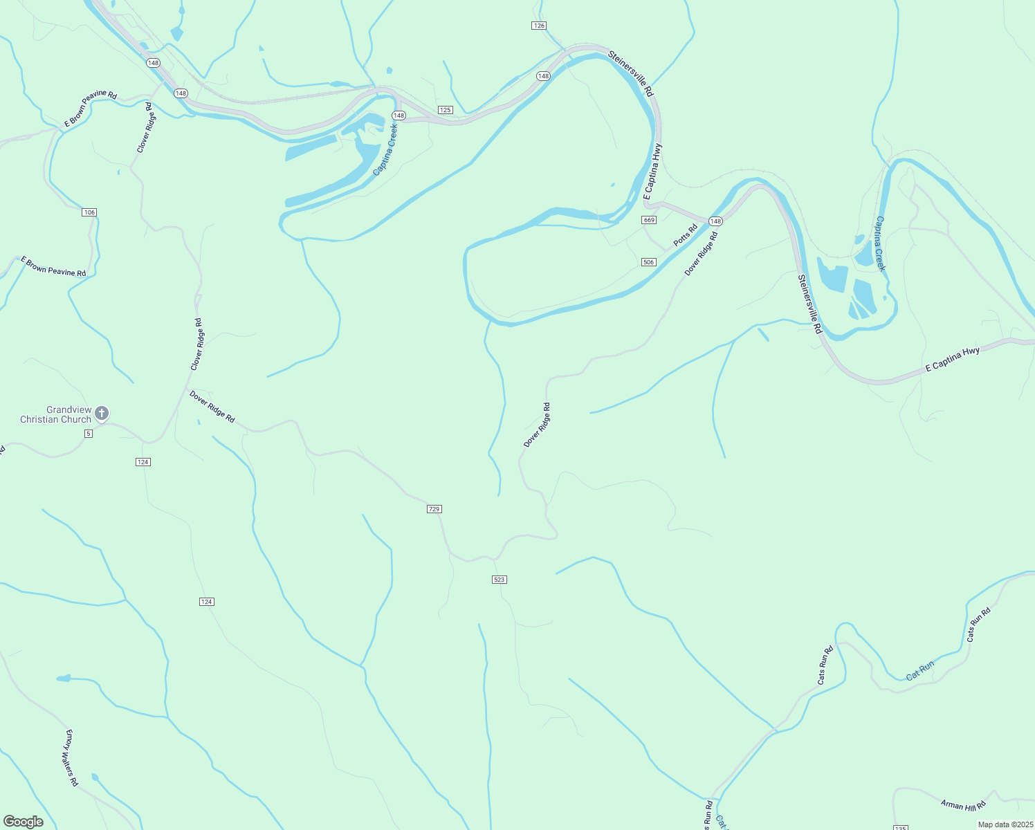 map of restaurants, bars, coffee shops, grocery stores, and more near 54711 Dover Ridge Road in Powhatan Point