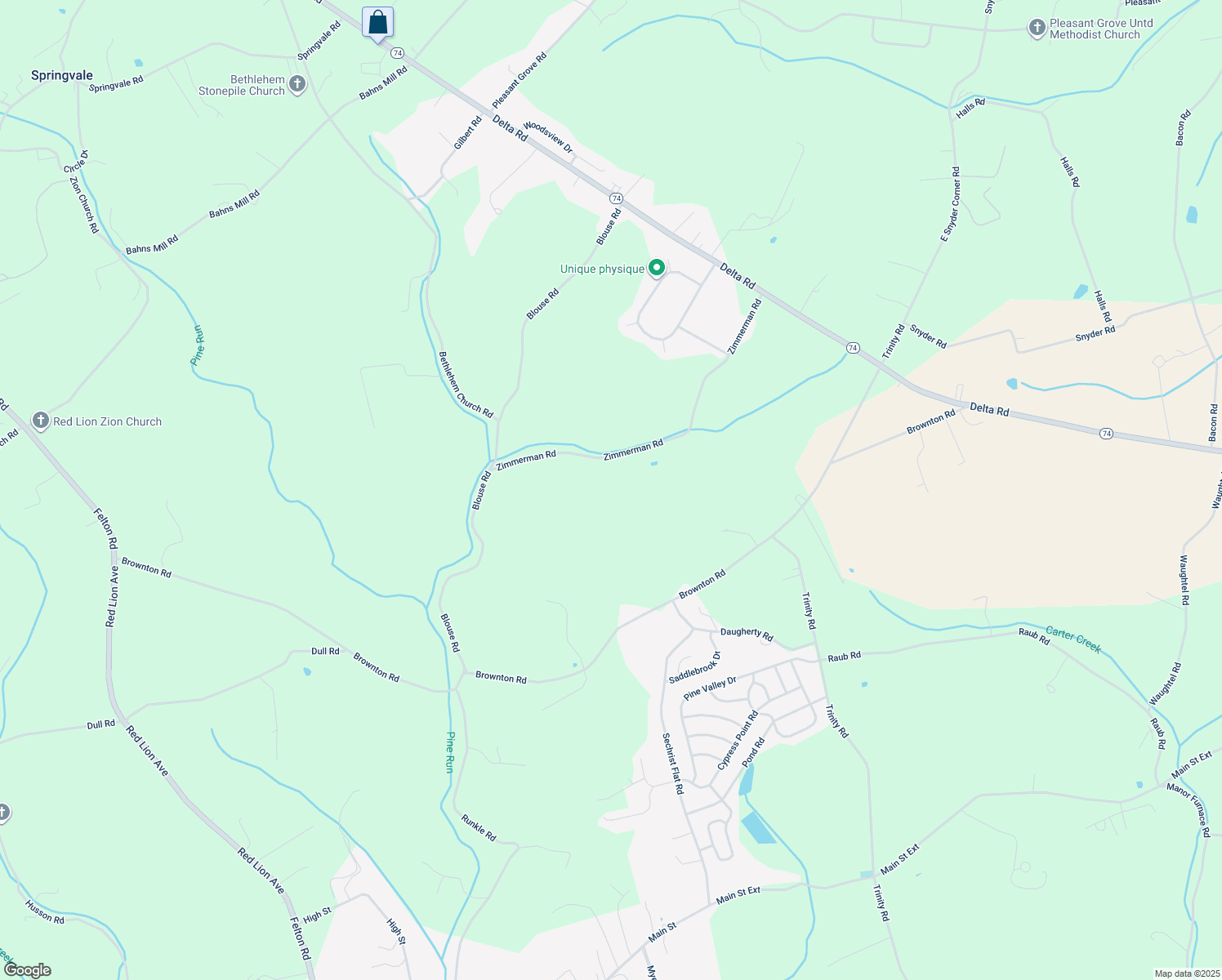 map of restaurants, bars, coffee shops, grocery stores, and more near 867 Zimmerman Rd in Red Lion