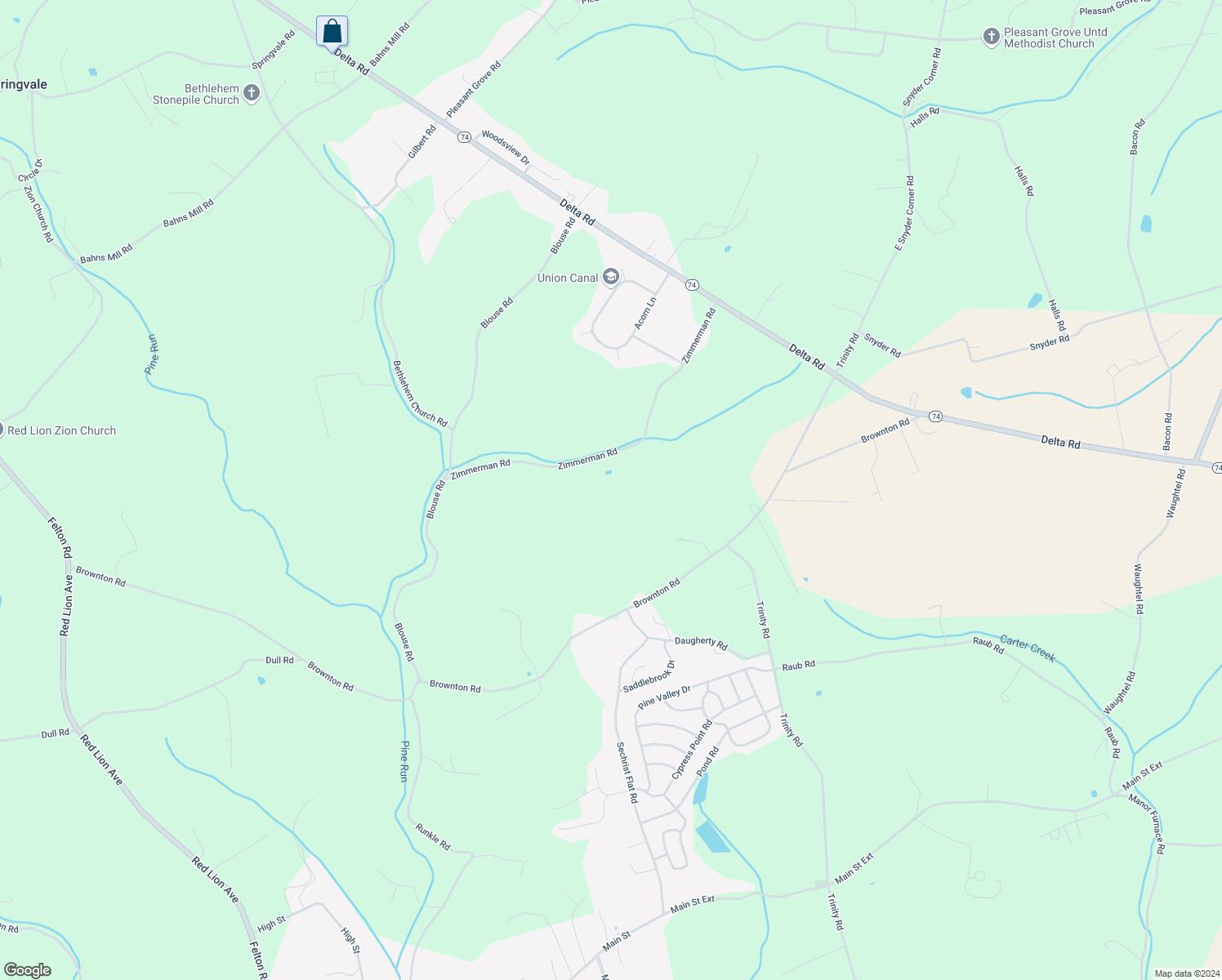 map of restaurants, bars, coffee shops, grocery stores, and more near 851 Zimmerman Road in Red Lion