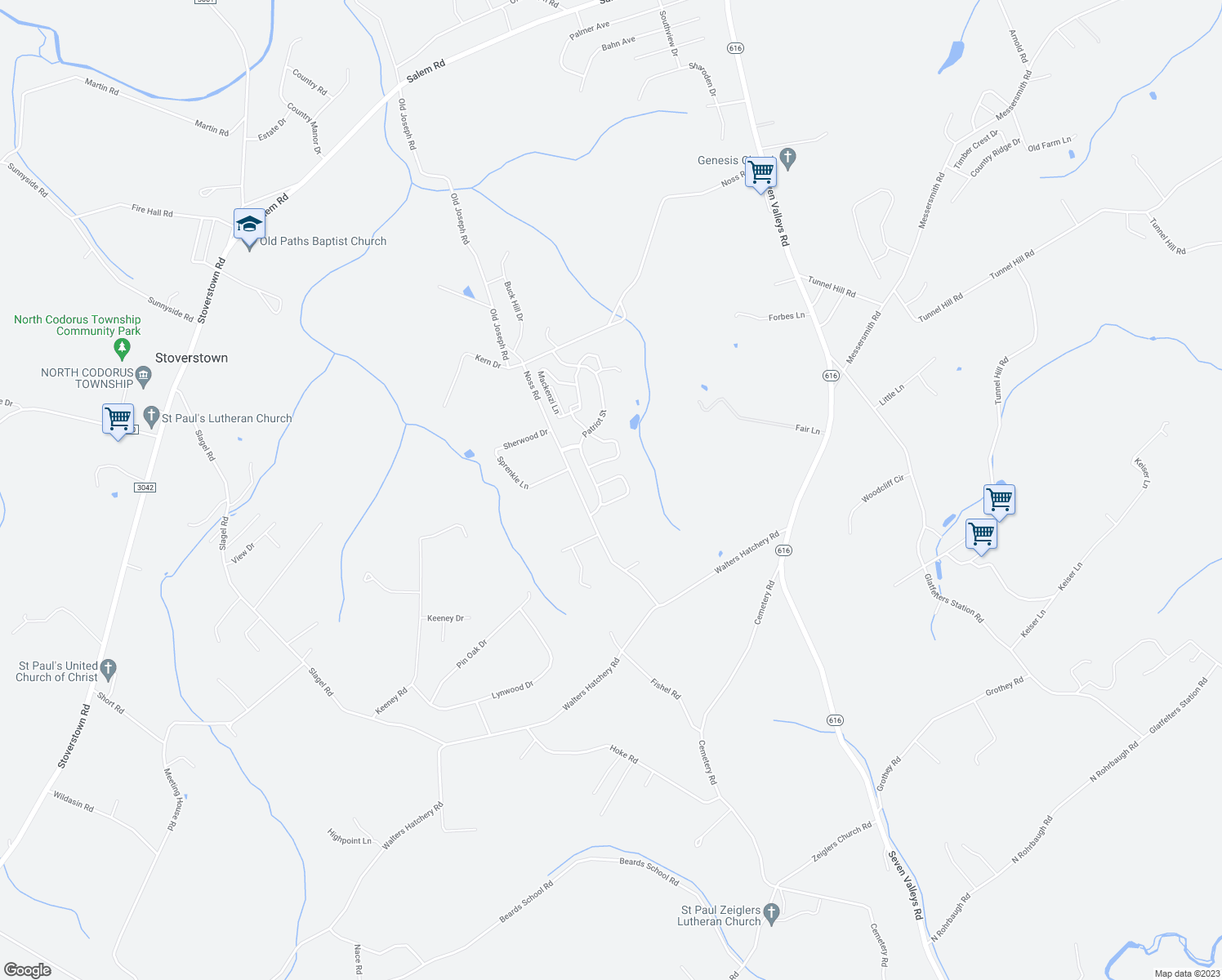 map of restaurants, bars, coffee shops, grocery stores, and more near 3816 Armory Lane in York