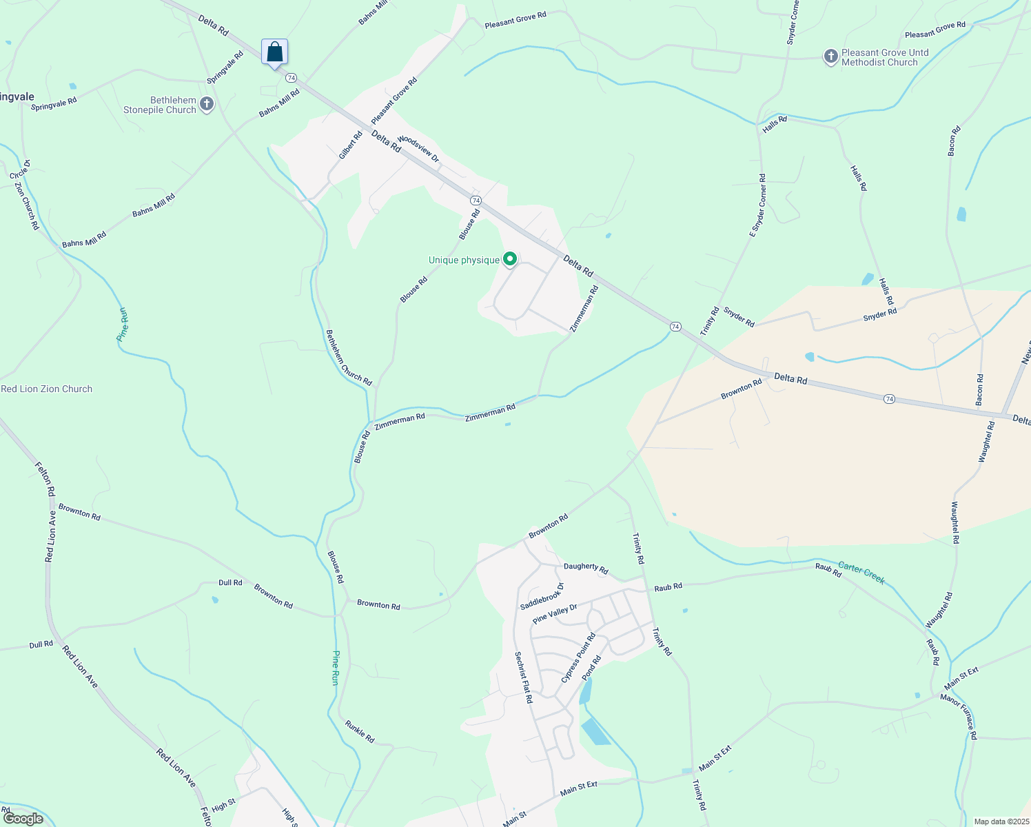 map of restaurants, bars, coffee shops, grocery stores, and more near 849 Zimmerman Road in Red Lion