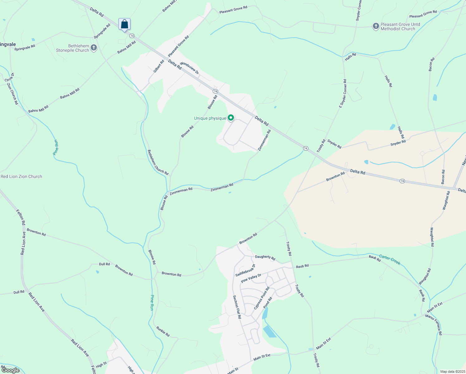 map of restaurants, bars, coffee shops, grocery stores, and more near 849 Zimmerman Road in Red Lion