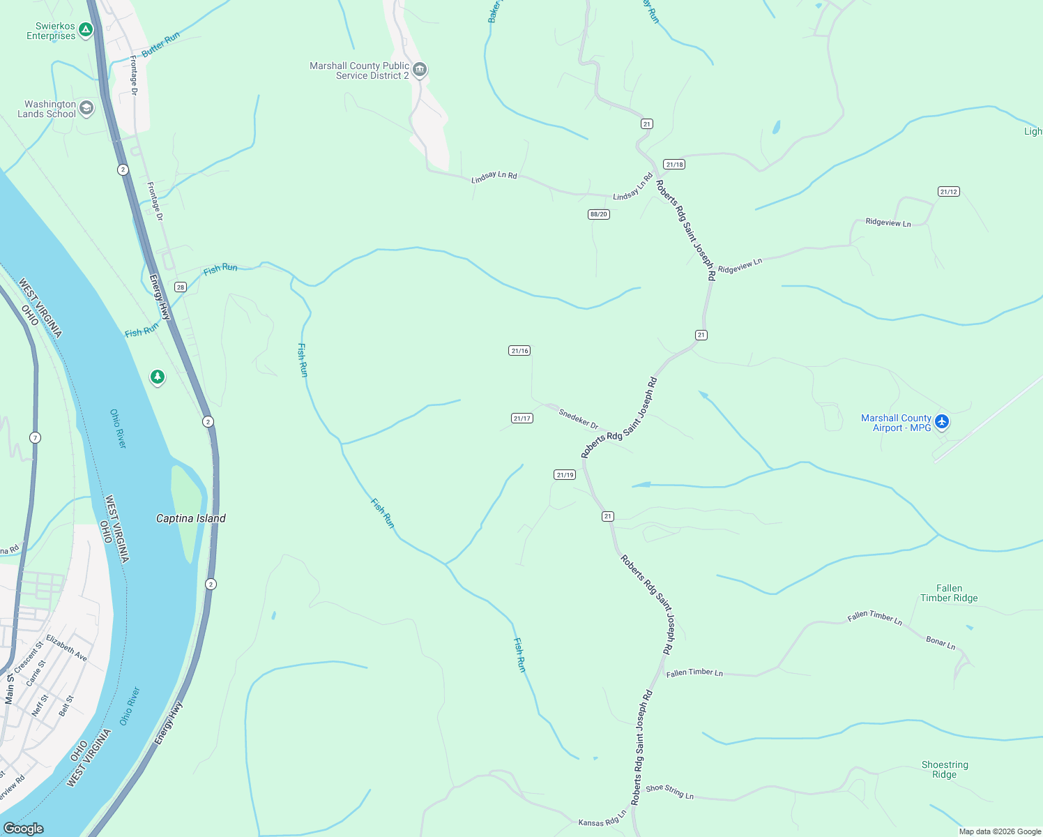 map of restaurants, bars, coffee shops, grocery stores, and more near Keller Lane in Moundsville