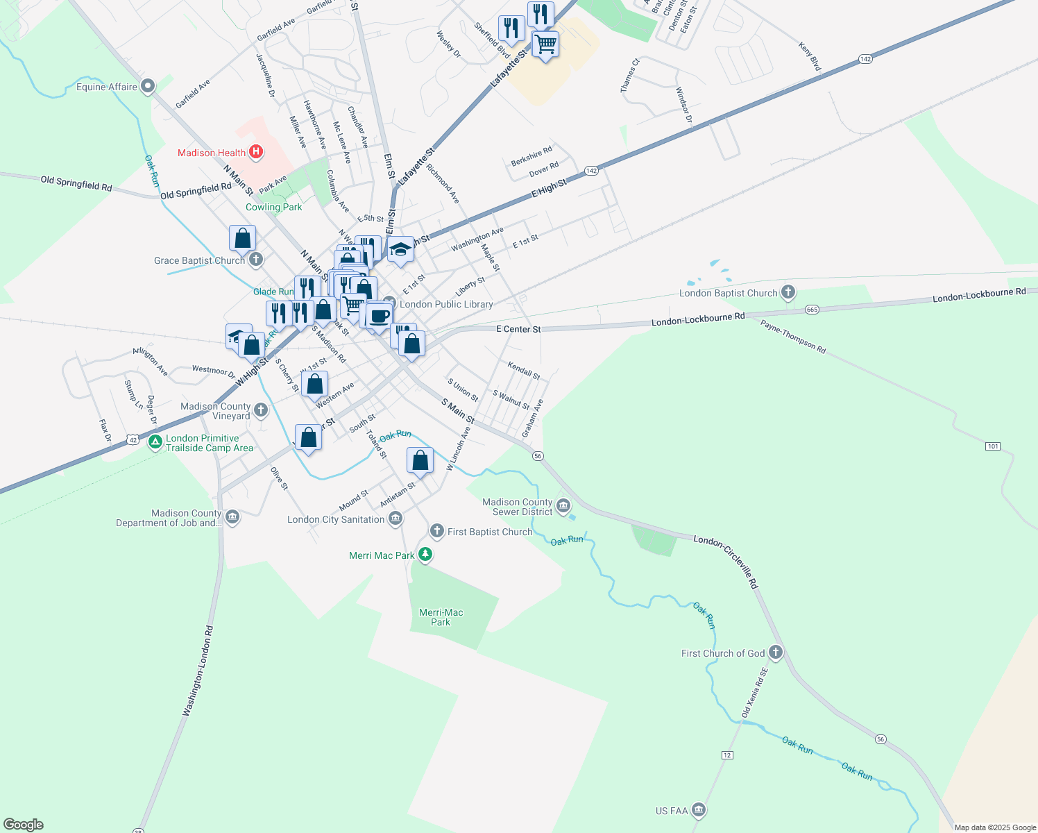 map of restaurants, bars, coffee shops, grocery stores, and more near 13 Stewart Avenue in London