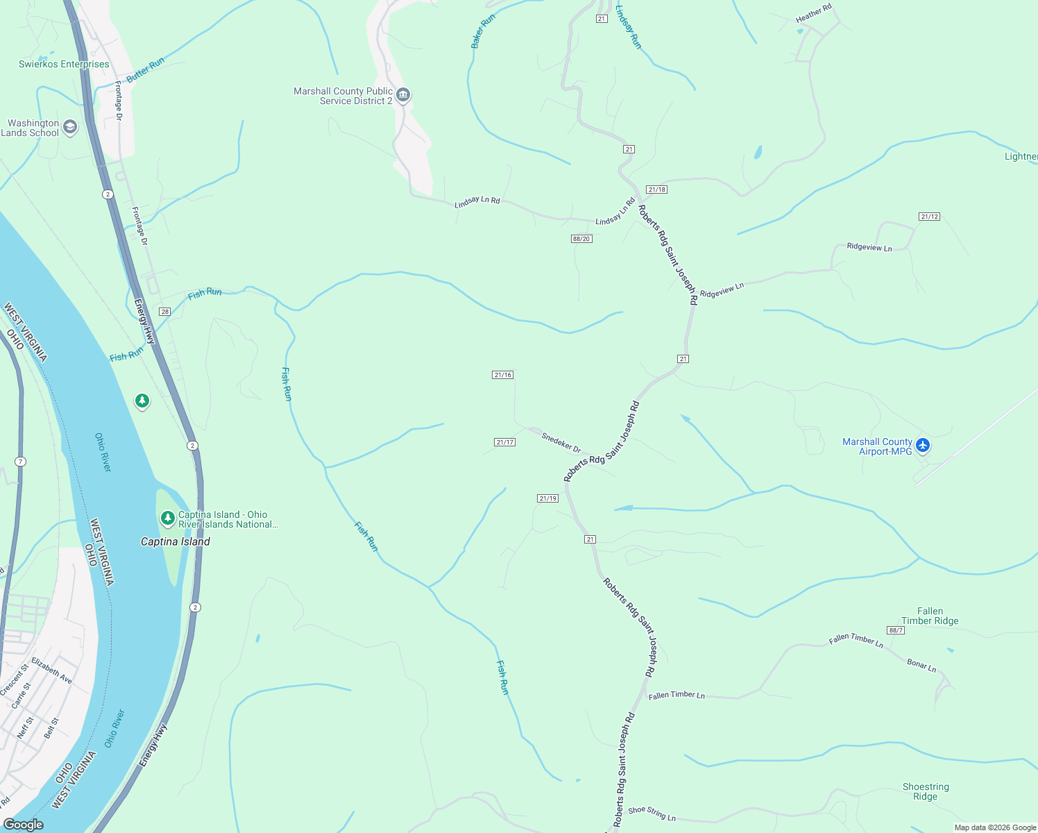 map of restaurants, bars, coffee shops, grocery stores, and more near 300 County Highway 21/16 in Moundsville