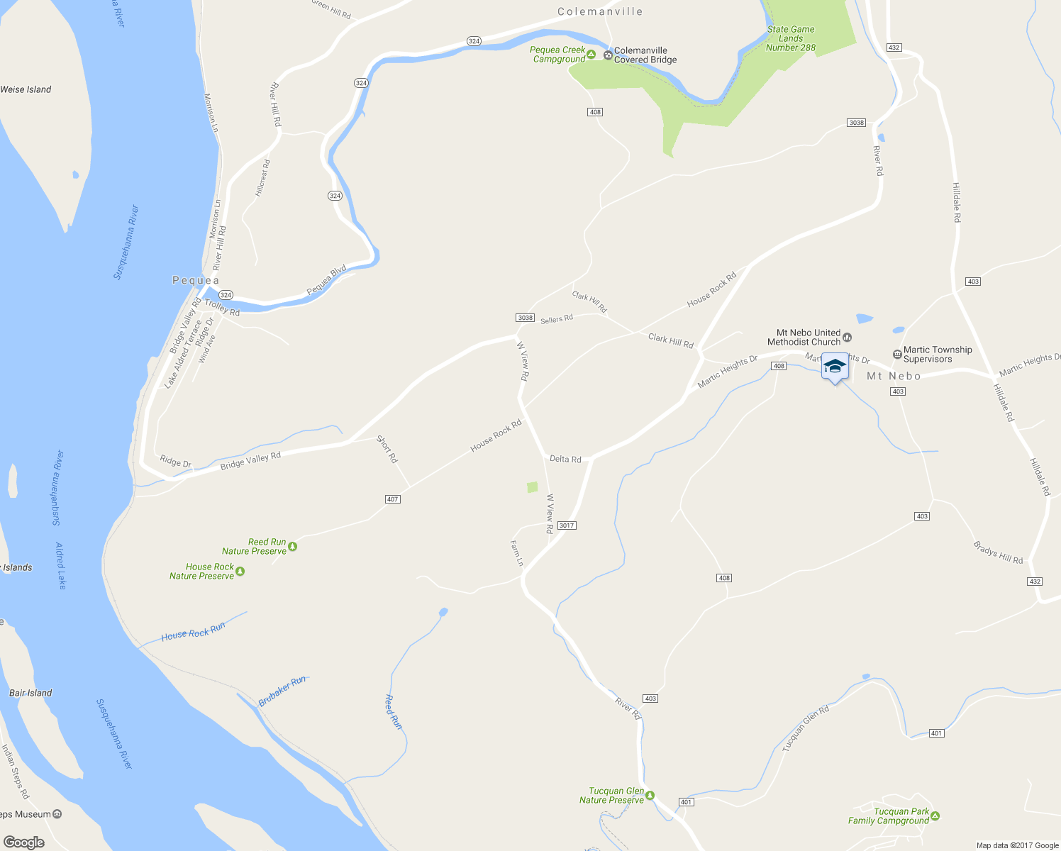 map of restaurants, bars, coffee shops, grocery stores, and more near 50 West View Road in Pequea