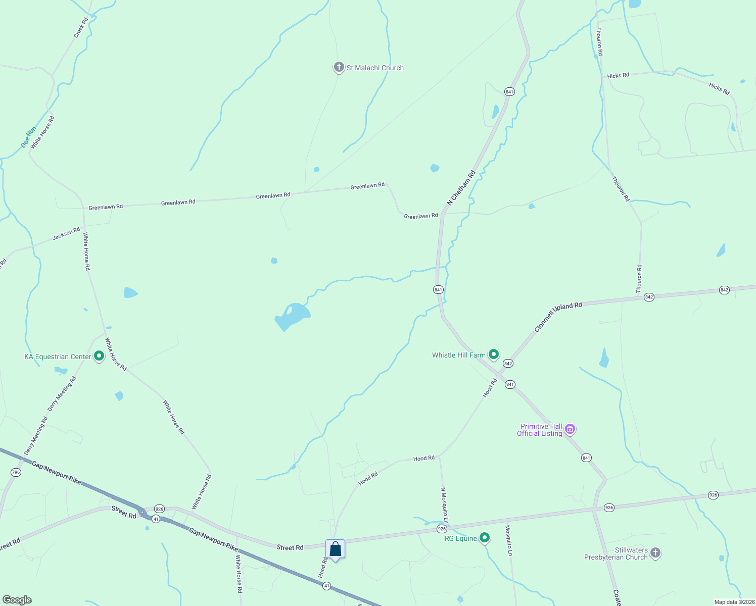 map of restaurants, bars, coffee shops, grocery stores, and more near 1025 North Chatham Road in Coatesville
