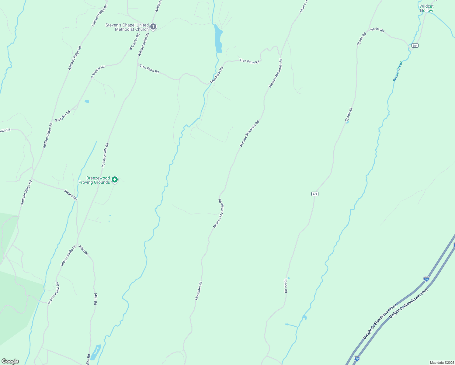 map of restaurants, bars, coffee shops, grocery stores, and more near Monroe Mountain Road in Clearville