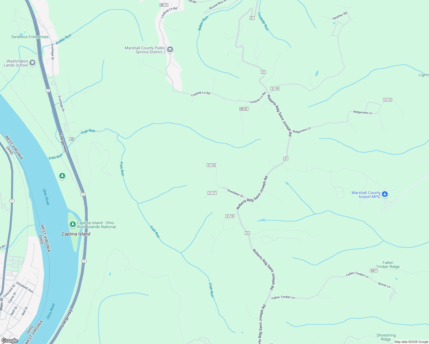 map of restaurants, bars, coffee shops, grocery stores, and more near 300 County Highway 21/16 in Moundsville